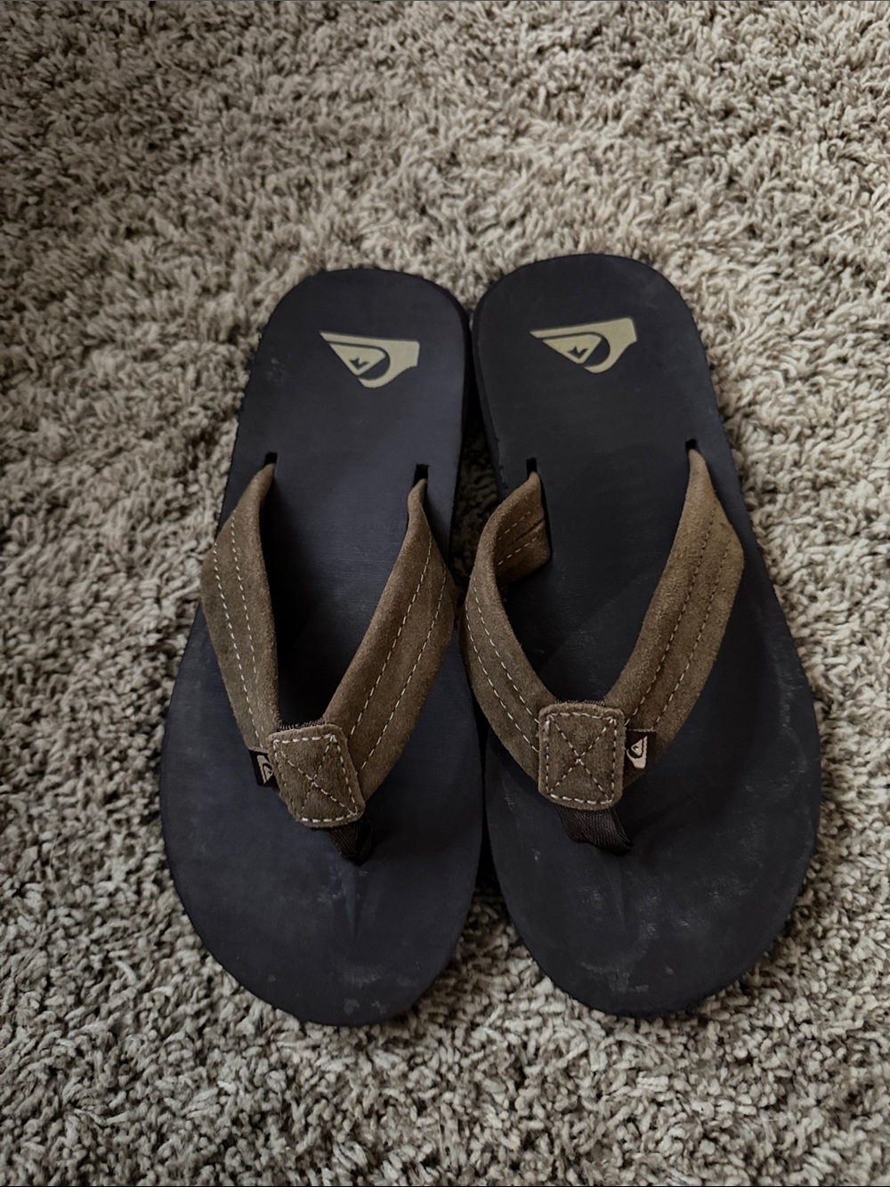 Quiksilver Boy’s Brown Suede Strap Flip Flops with Black Footbed